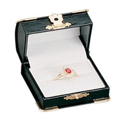 Curved Leather Ring Box with Clasp - Jewel Box Co