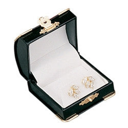 Curved Leather Earring Box With Clasp - Jewel Box Co