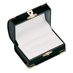 Curved Leather Double Ring Box With Clasp - Jewel Box Co