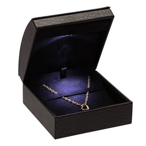 Black Leather Earring/Pendant Light Box - Jewel Box Co