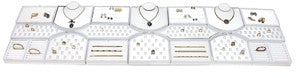 18-Piece White Leather Showcase collection set - Jewel Box Co