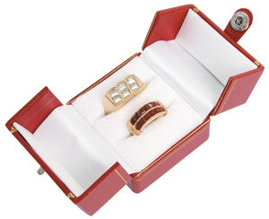 Deluxe Leatherette Double Ring 2-Door Jewelry Box - Jewel Box Co