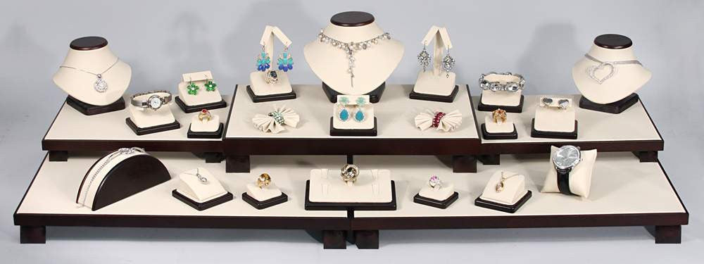 26 Piece Premium Beige Leather Showcase Collection Set - Jewel Box Co