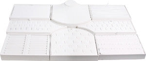 18-Piece White Leather Showcase collection set - Jewel Box Co