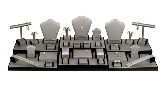 35 Piece Steel Grey Showcase Display Set - Jewel Box Co