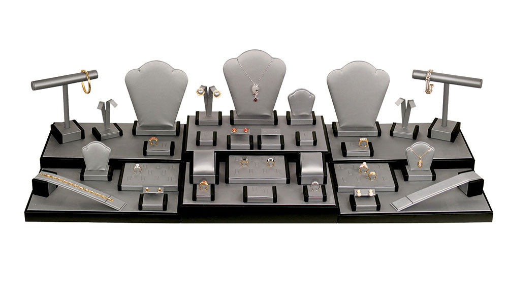 35 Piece Steel Grey Showcase Display Set - Jewel Box Co