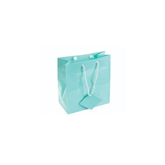 3" x 3 1/2" Glossy Teal Blue Tote Bag - Jewel Box Co