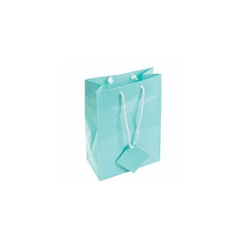 4" x 4 1/2" Glossy Teal Blue Tote Bag - Jewel Box Co