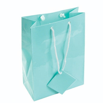 8" x 10" Glossy Teal Blue Tote Bag - Jewel Box Co