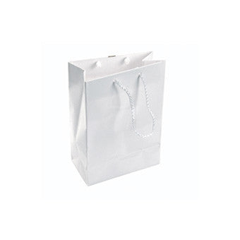 4" x 4 1/2" Glossy White Tote Bag - Jewel Box Co