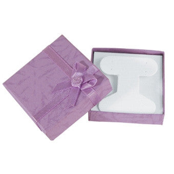 Pastel Linen Bow Tie Assorted Color Pendant/Earring Box - Jewel Box Co