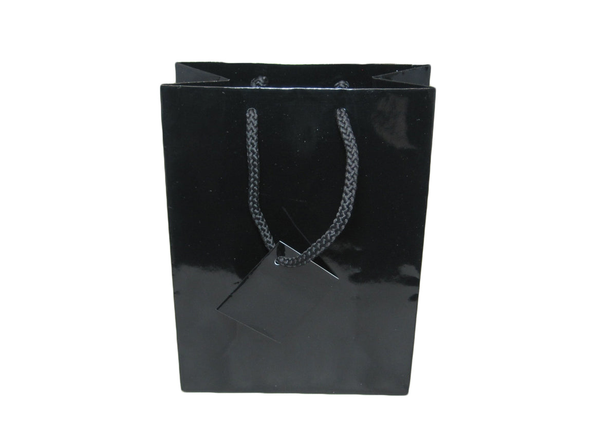 4 3/4" x 6 3/4" Glossy Black Jewelry Gift Bag - Jewel Box Co