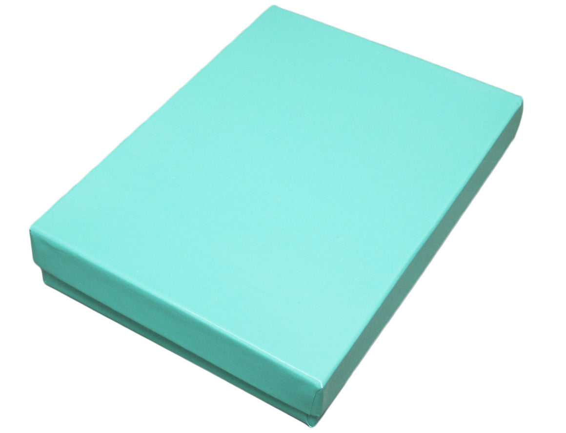 Glossy Teal Blue Cotton Filled Jewelry Box - Jewel Box Co