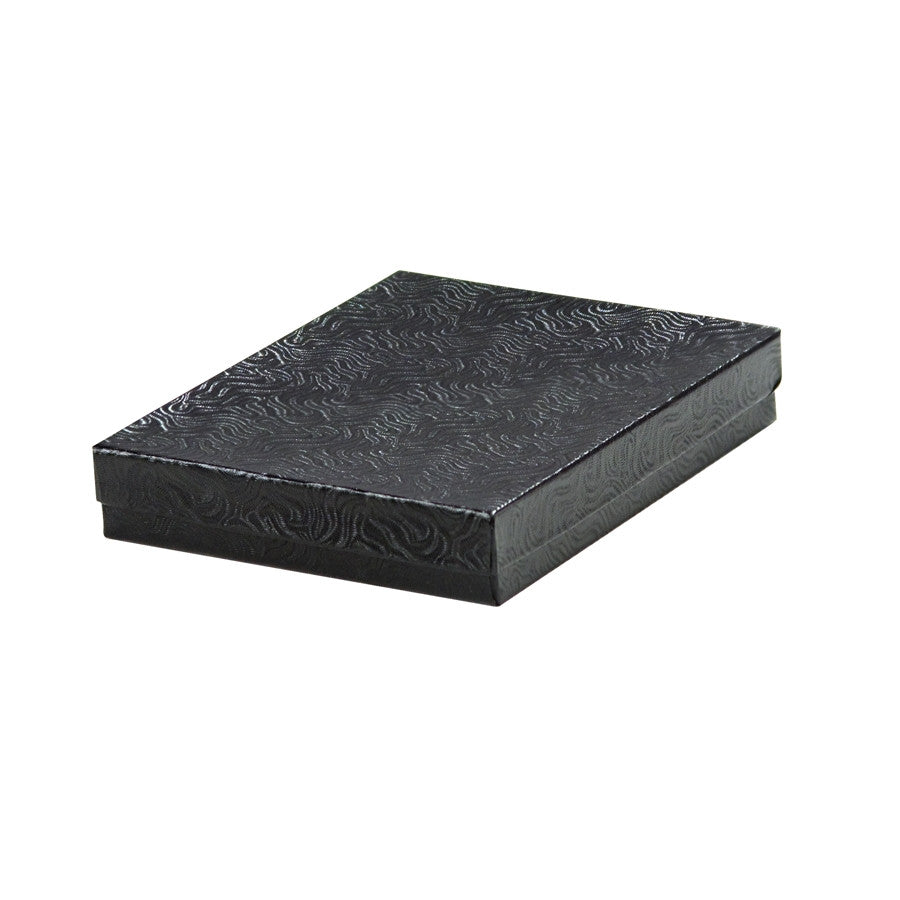 5" x 3" Black Foil Cotton Filled Jewelry Box - Jewel Box Co
