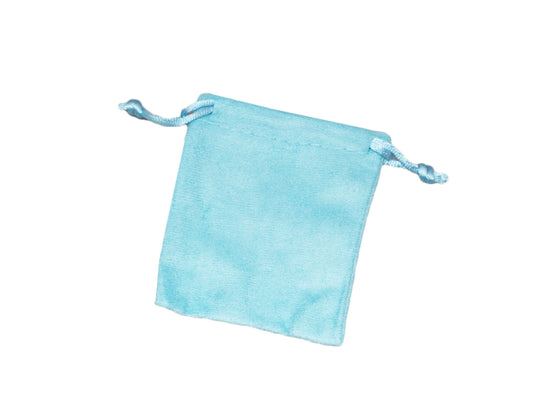 2 3/4" x 3" Baby Blue Suede Drawstring Pouch - Jewel Box Co