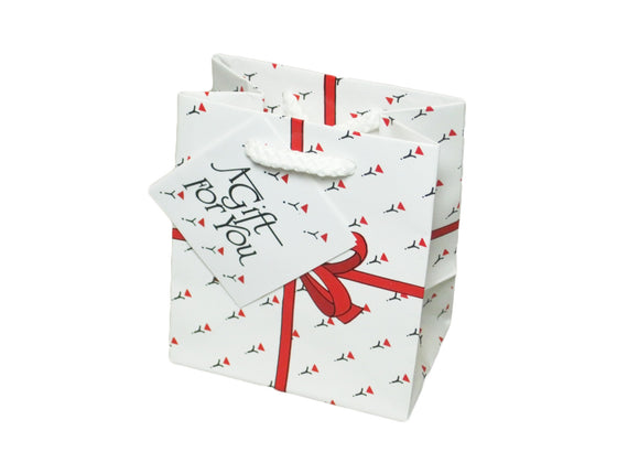 3 1/2" x 3" Red Bow Glossy Jewelry Gift Bag - Jewel Box Co