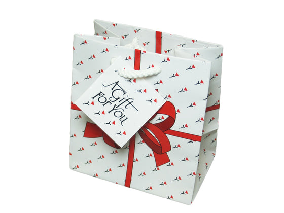 4 1/2" x 4" Red Bow Glossy Jewelry Gift Bag - Jewel Box Co