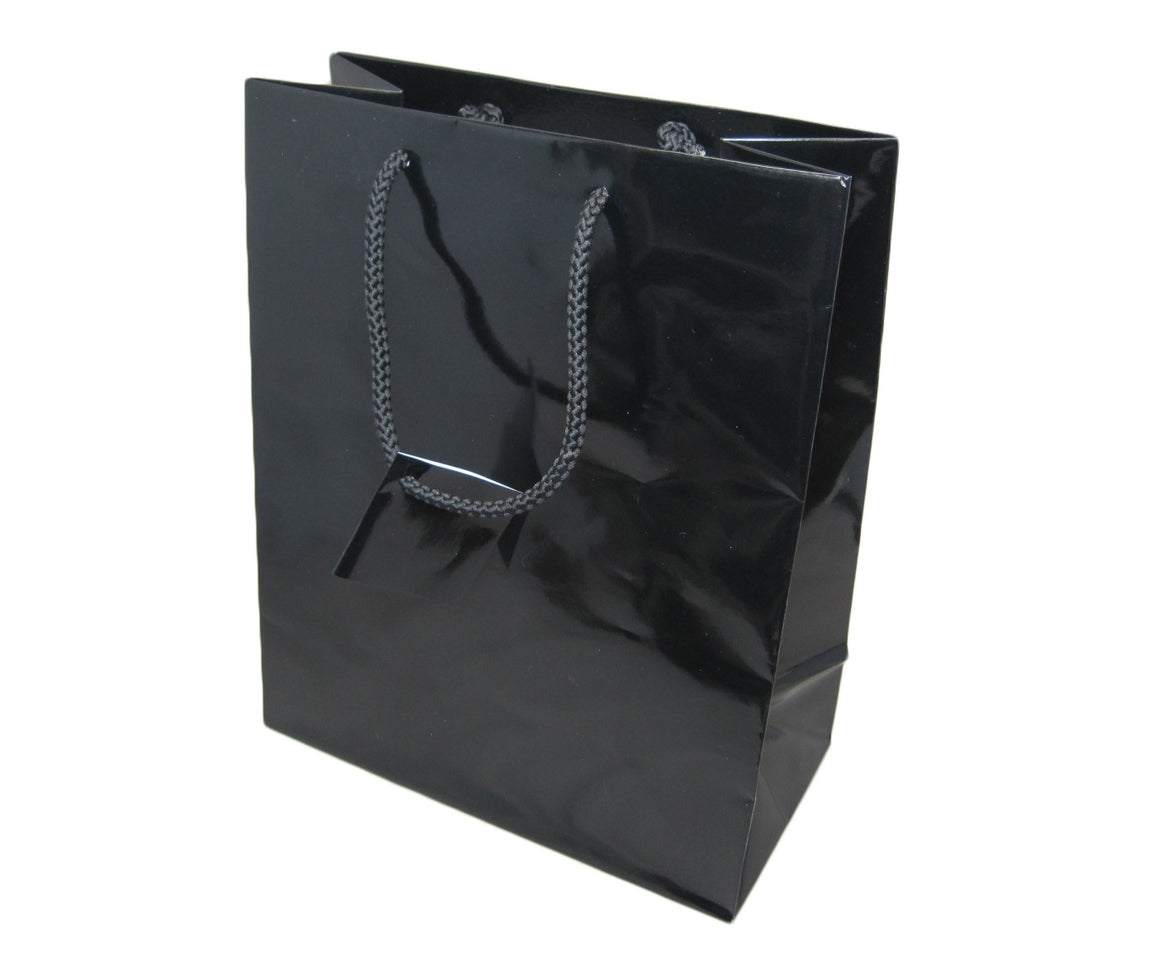 8" x 10" Glossy Black Jewelry Gift Bag - Jewel Box Co