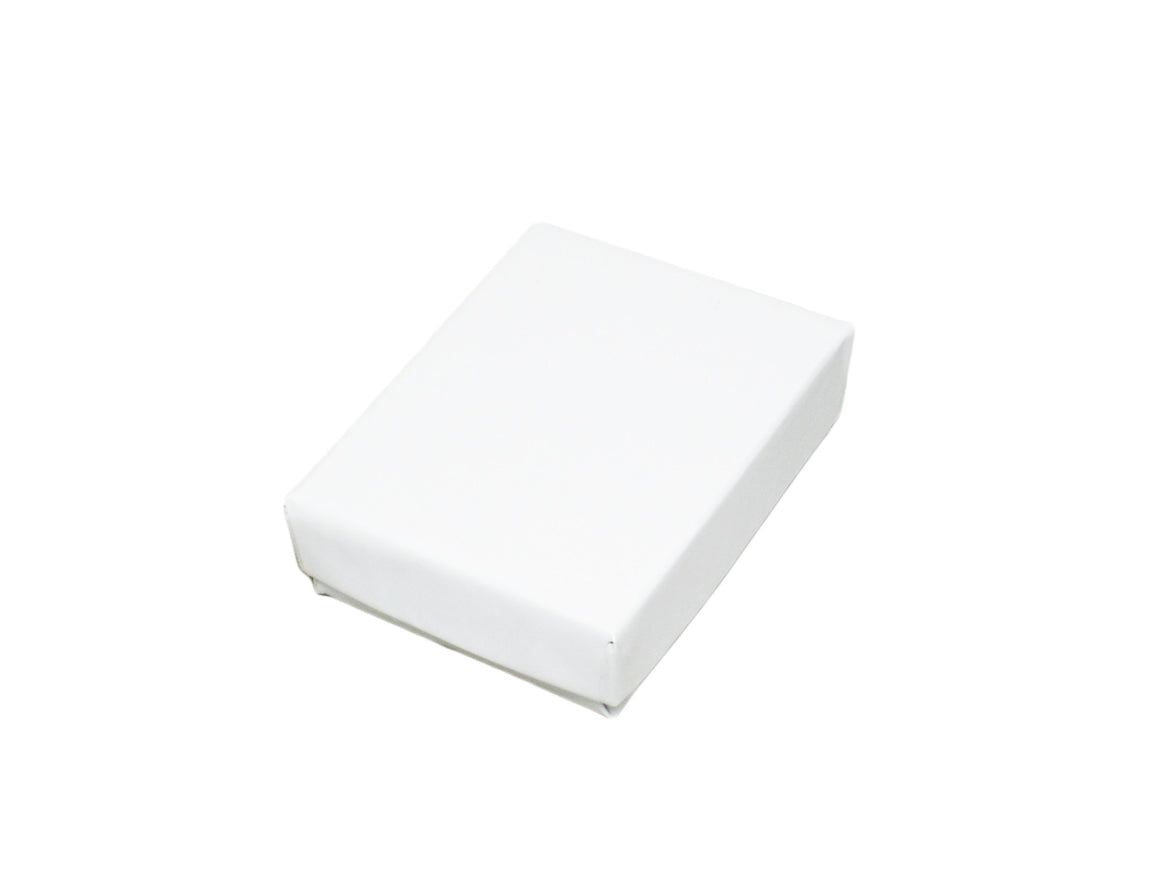 2 1/8" x 1 5/8" Glossy White Cotton Filled Jewelry Box - Jewel Box Co