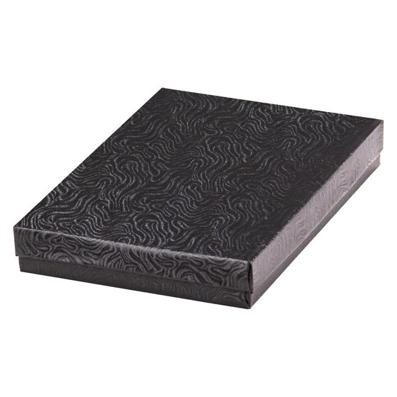 7" x 5" Black Foil Cotton Filled Jewelry Box - Jewel Box Co