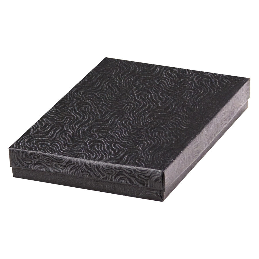 7" x 5" Black Foil Cotton Filled Jewelry Box - Jewel Box Co