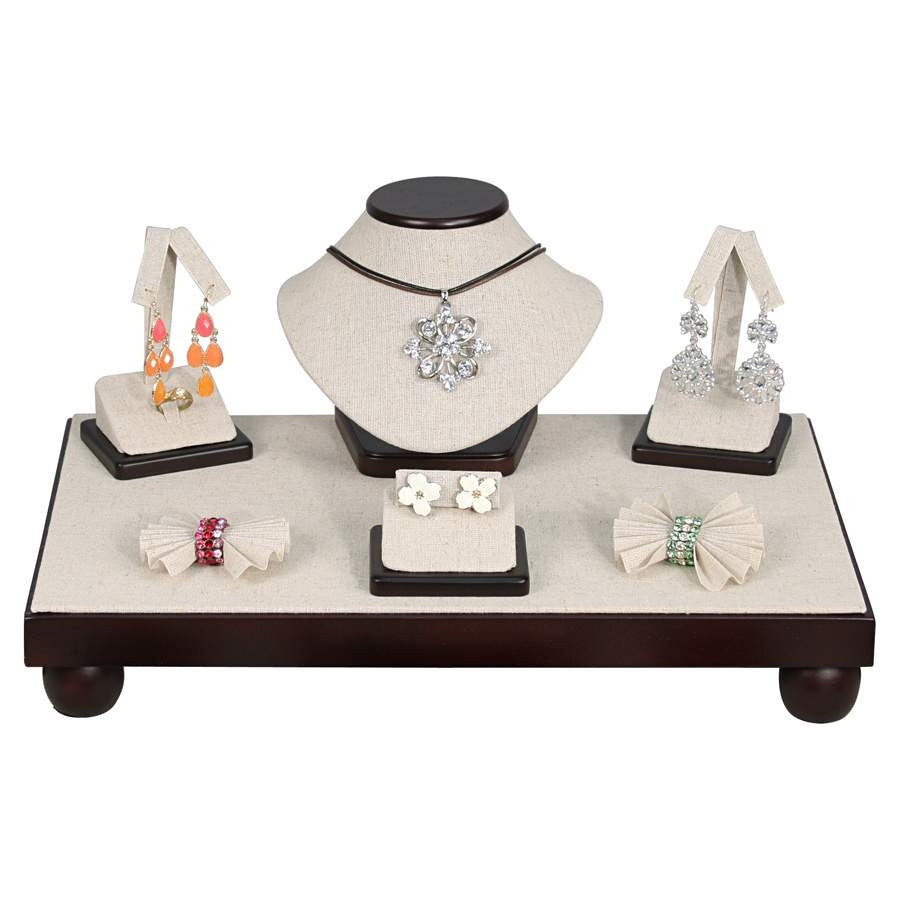 26 Piece Linen with Dark Walnut Showcase Collection Set - Jewel Box Co