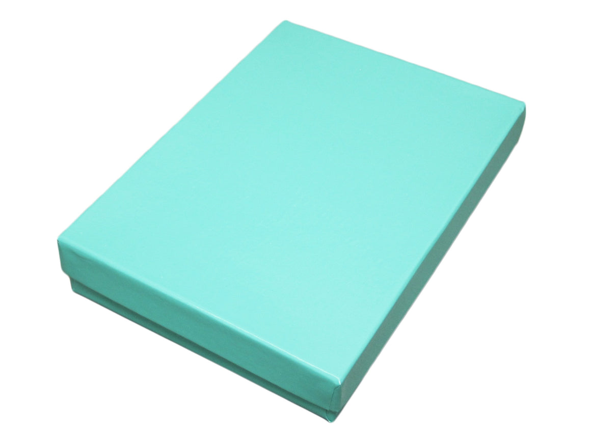 Glossy Teal Blue Cotton Filled Jewelry Box - Jewel Box Co