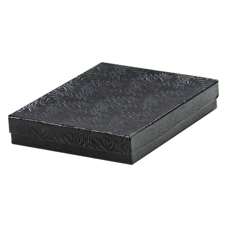 6" x 5" Black Foil Cotton Filled Jewelry Box - Jewel Box Co
