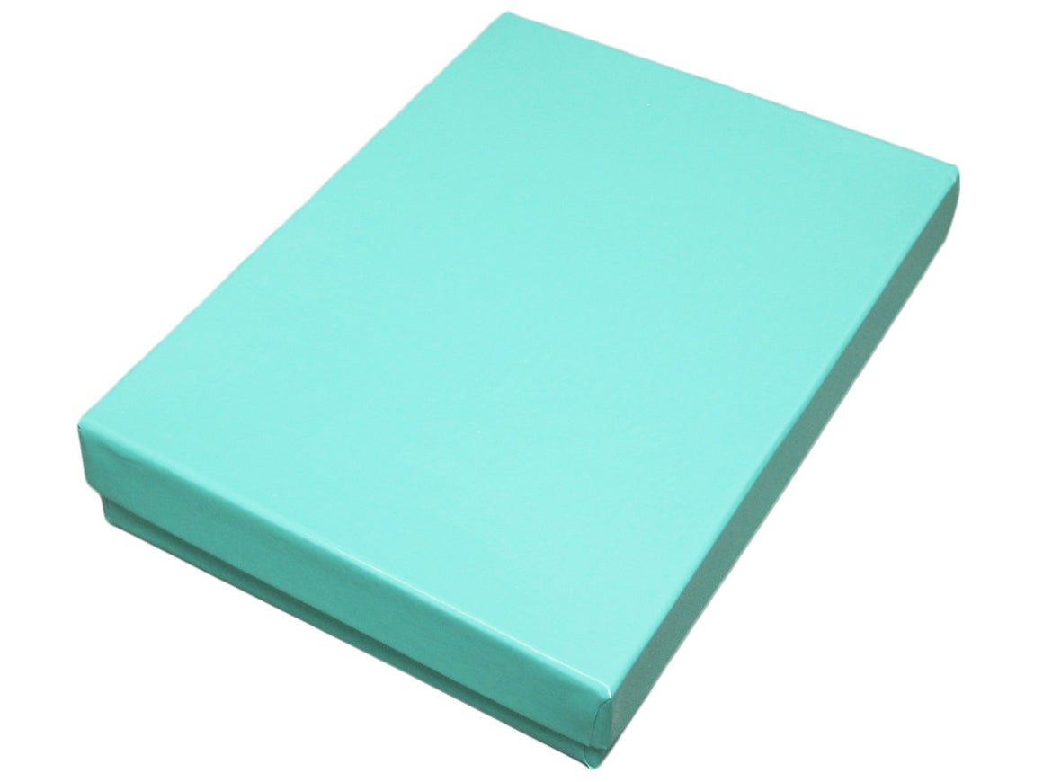 Glossy Teal Blue Cotton Filled Jewelry Box - Jewel Box Co