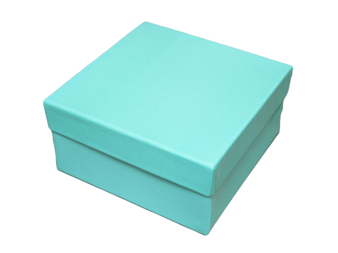 Glossy Teal Blue Cotton Filled Jewelry Box - Jewel Box Co