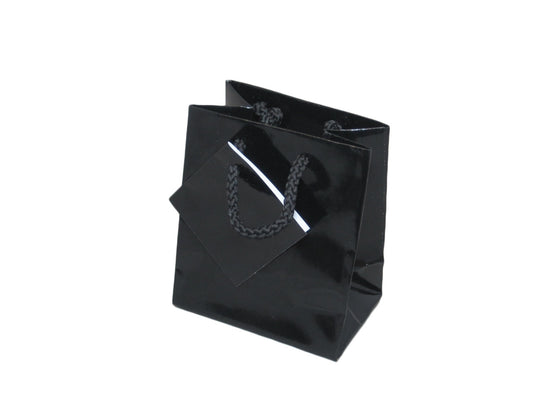 3" x 3 1/2" Glossy Black Jewelry Gift Bag - Jewel Box Co