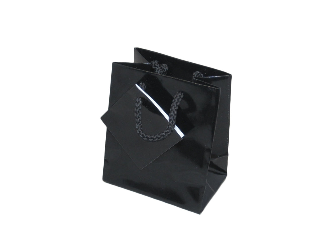 3" x 3 1/2" Glossy Black Jewelry Gift Bag - Jewel Box Co