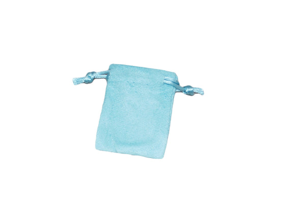 1 3/4" x 2" Baby Blue Suede Drawstring Pouch - Jewel Box Co