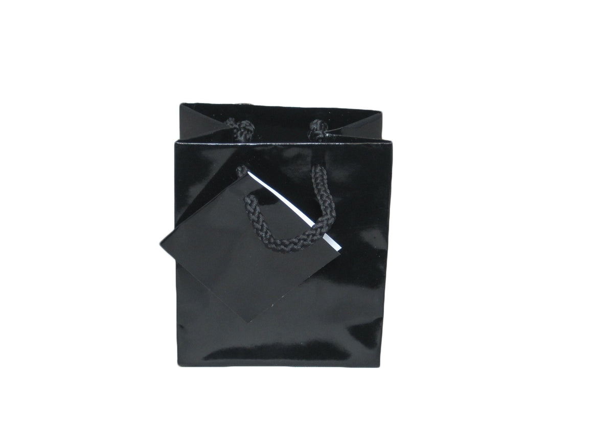 3" x 3 1/2" Glossy Black Jewelry Gift Bag - Jewel Box Co