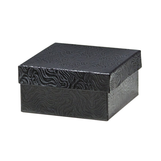 3 1/2" x 3 1/2" Matte Black  Cotton Filled Jewelry Box - Jewel Box Co