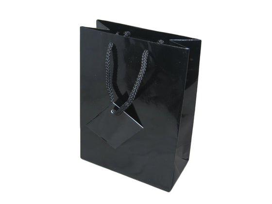 4 3/4" x 6 3/4" Glossy Black Jewelry Gift Bag - Jewel Box Co