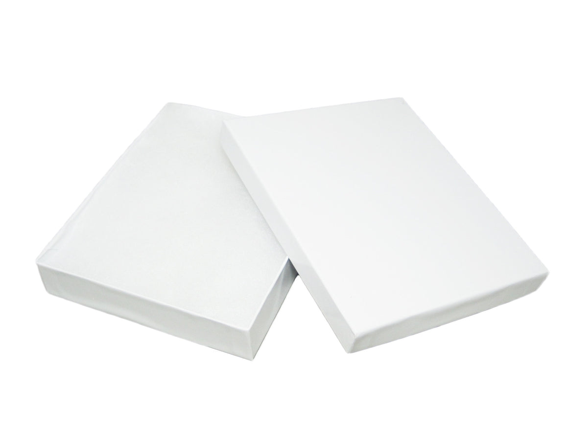 Glossy White Cotton Filled Jewelry Box - Jewel Box Co