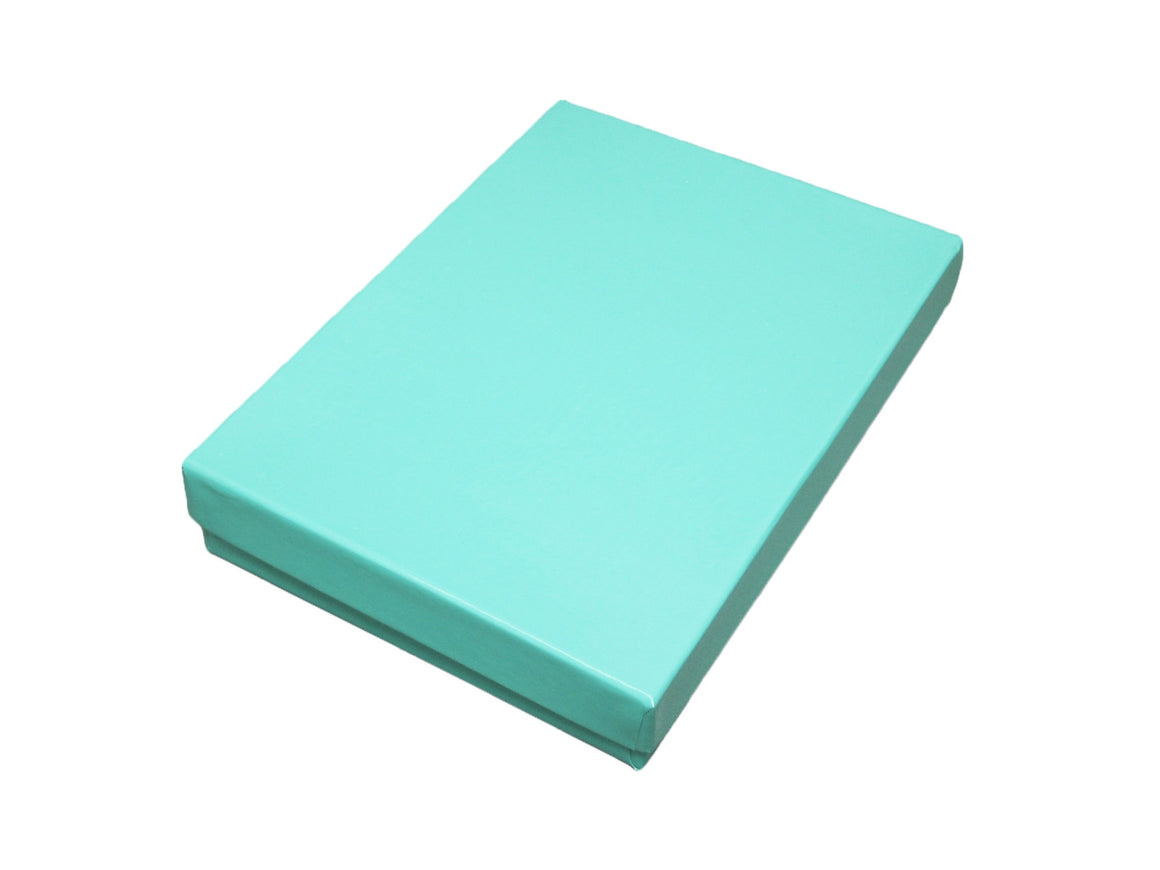 Glossy Teal Blue Cotton Filled Jewelry Box - Jewel Box Co