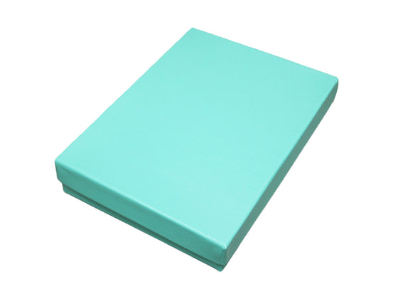 Glossy Teal Blue Cotton Filled Jewelry Box - Jewel Box Co