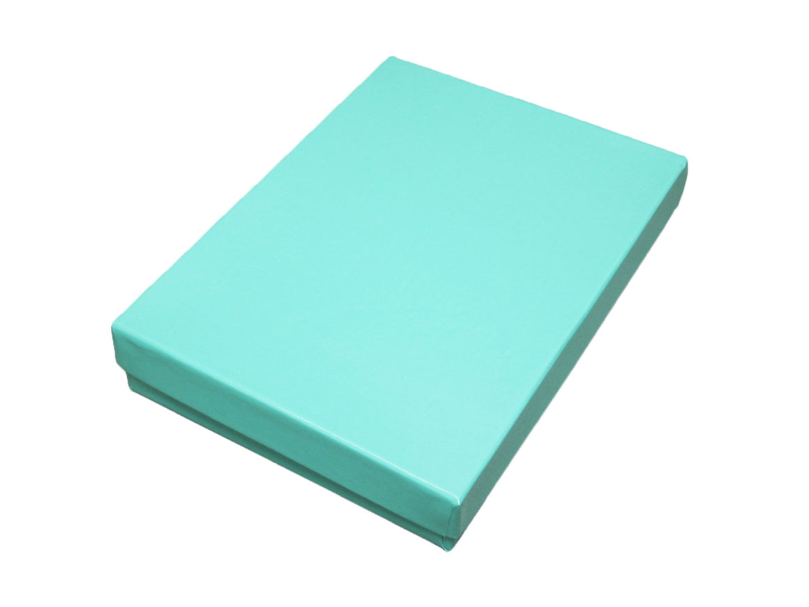 Glossy Teal Blue Cotton Filled Jewelry Box - Jewel Box Co