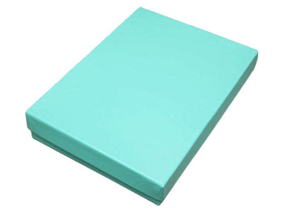 Glossy Teal Blue Cotton Filled Jewelry Box - Jewel Box Co