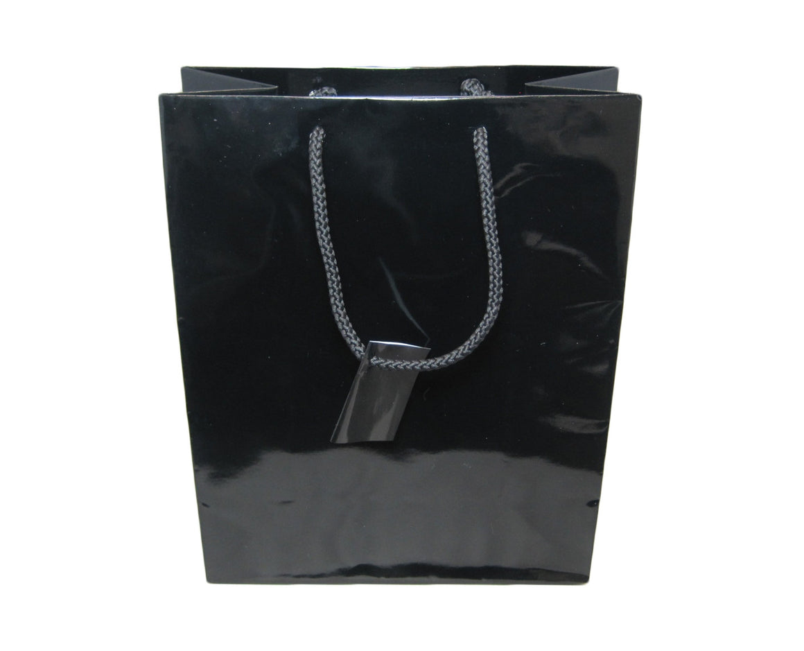 8" x 10" Glossy Black Jewelry Gift Bag - Jewel Box Co